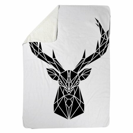 BEGIN HOME DECOR 60 x 80 in. Geometric Deer Head-Sherpa Fleece Blanket 5545-6080-AN195